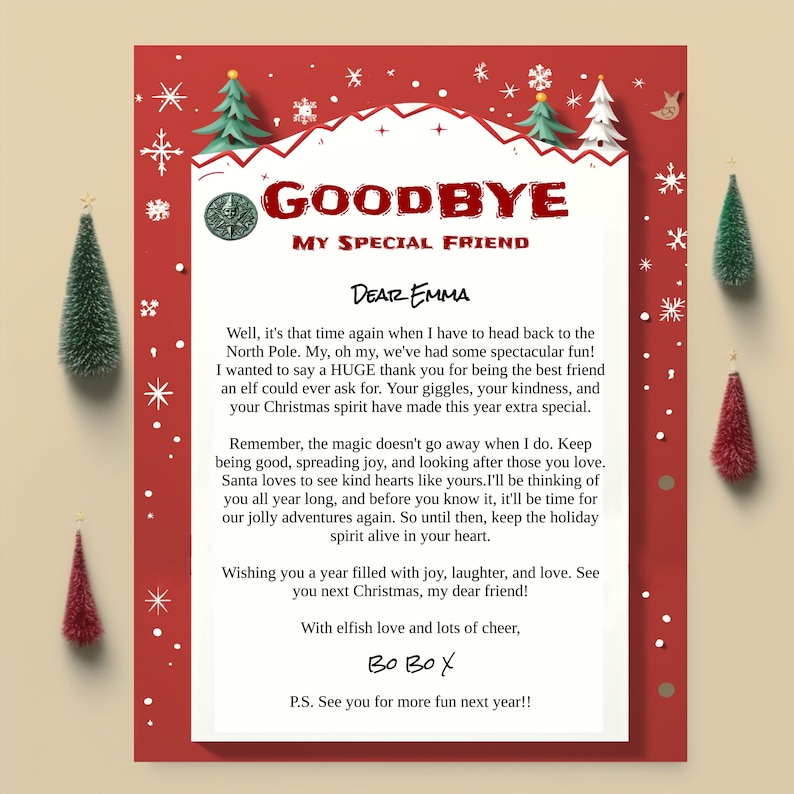 Editable Elf Goodbye Letter Printable for Kids,christmas Naughty Elf ...