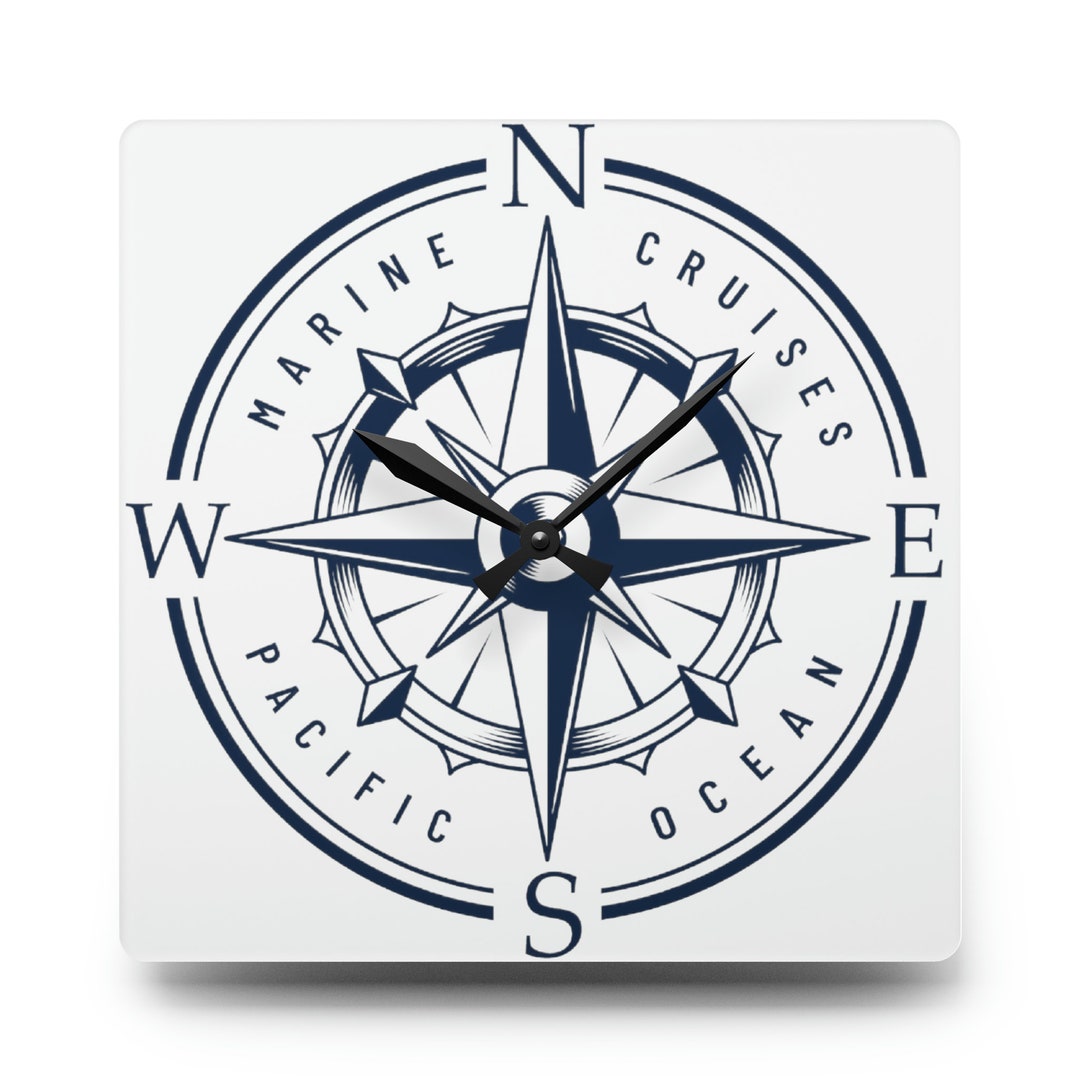 Nautical Wall Clock Compass Theme Nautical Decor Nautical Etsy