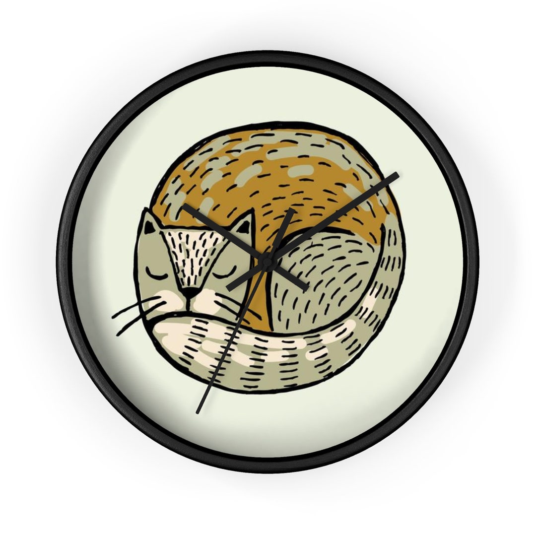 Retro Wall Clock Cat Clock Mid Century Clock Small Wall Etsy