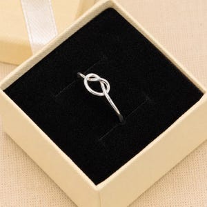 925 Sterling Silver Infinity Knot Ring, Dainty Minimalist Jewelry, Handmade Promise Gift for Her