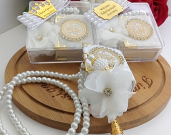 Velvet Mini Quran Pearl Tasbeeh Decorated Box Gift Set | Eid Favor | Wedding Favors | Baby Shower Favor | Graduation Favor | Muslim Favor