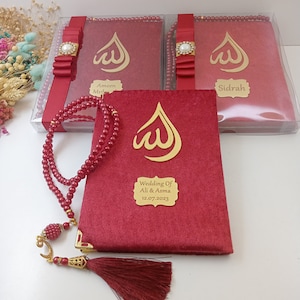 Personalized Velvet Dua Book Tasbeeh Pouch with Decorated Box Muslim Gift Set | Eid Gift | Wedding Gift | Baby Shower Gift | Hajj Umrah Gift