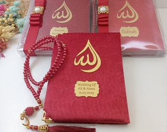 Personalized Velvet Dua Book Tasbeeh Pouch with Decorated Box Muslim Gift Set | Eid Gift | Wedding Gift | Baby Shower Gift | Hajj Umrah Gift