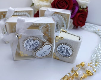 Velvet Mini Quran Pearl Tasbeeh Decorated Box Gift Set | Eid Favor | Wedding Favors | Baby Shower Favor | Graduation Favor | Muslim Favor