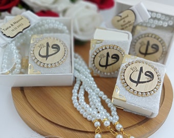 Velvet Mini Quran Pearl Tasbeeh Decorated Box Gift Set | Eid Favor | Wedding Favors | Baby Shower Favor | Graduation Favor | Muslim Favor