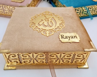 Personalized Prayer Velvet Quran |  Prayer Beads Islamic Gift Set | Eid Gift | Wedding Favors | Birthday Gift | Ramadan Mubarak