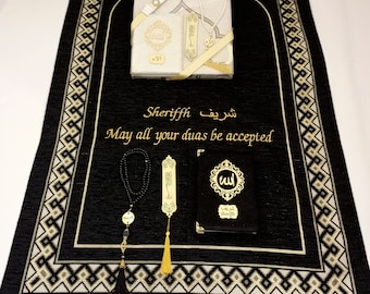 Personalized Prayer Mat | Yassen Quran Gift Set | Muslim Gift for Him | Eid Gift | Wedding Gift | Birthday Gift | Graduation Gift