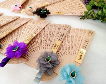 Personalized Sandalwood Wedding Fans, Custom Wooden Wedding Fans, Laser Engraved Personalized Fans, Monogram Wedding Fans Special Event Fans