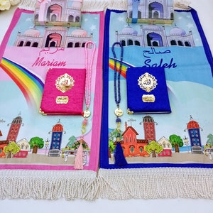 Tappetino da preghiera per bambini di lusso, tappeto da preghiera per bambini Kaaba, Ramadan Eid, tappeto da preghiera per bambini, regalo Eid per bambini, regalo islamico, bambino islamico