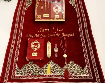 Personalized Prayer Mat | Yassen Quran Gift Set | Muslim Gift for Him | Eid Gift | Wedding Gift | Birthday Gift | Graduation Gift
