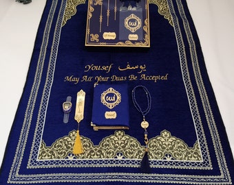 Personalized Prayer Mat | Yassen Quran Gift Set | Muslim Gift for Him | Eid Gift | Wedding Gift | Birthday Gift | Graduation Gift