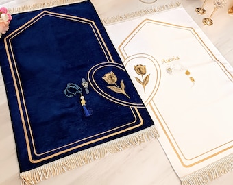 Personalized Couple Set | Pearl Prayer Beads Islamic Gift Set | Eid Gift | Wedding Gift | Birthday Gift | Couple Set Gift