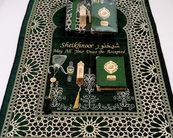 Personalized Prayer Mat | Yassen Quran Gift Set | Muslim Gift for Him | Eid Gift | Wedding Gift | Birthday Gift | Graduation Gift