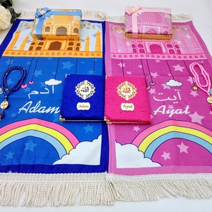 Tappetino da preghiera per bambini di lusso, tappeto da preghiera per bambini Kaaba, Ramadan Eid, tappeto da preghiera per bambini, regalo Eid per bambini, regalo islamico, bambino islamico