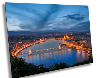 Stunning Budapest Skyline Night Photo Print Hungarian Parliament Chain Bridge Perfect Wall Art for Travel Lovers  Home Decor Enthusiasts