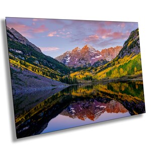 Maroon Bells Autumn Reflection Colorado Mountain Landscape Photography Print photo print