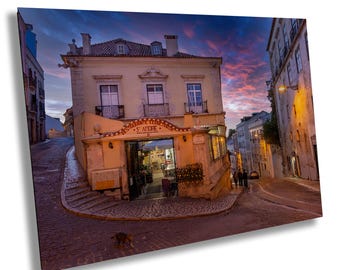 Lisbon St. André Santo Andro Restaurant Twilight Sunset Sunrise Boho Coastal Canvas Wall Art Print Perfect for Home or Office Decor