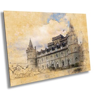 Inveraray Castle Travel Art Wall Decor printed on canvas metal or acrylic Perfect for Home cabin or Office.