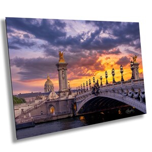 Pont Alexandre III Sunset Sunrise Canvas Photo Print Paris River Seine Wall Art  French Landmark Photography Home Decor Travel Gift