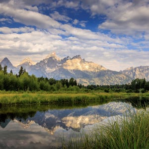 Grand Teton Nat Park Leinwand Metall Acryldruck Swabacher Landing Snake River Malerische Wandkunst Perfektes Geschenk für Hauskabine und Innendekoration