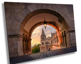 Fisherman&#39;s Bastion Budapest at Sunset Canvas Wall Art Photo gift Print Wall Decor Home Office Decor
