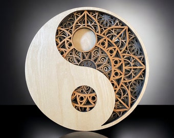 Yin Yang wooden mandala