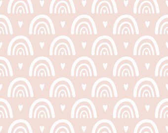Jersey (egen produktion) / Pastellregnbåge / Boho / Flicka / Unisex / Pastell / Barn / Bomullsjersey / Tyg / Metervara / Tyg