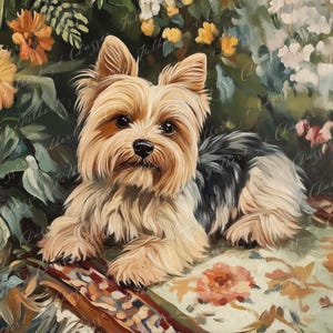 Yorkshire Terrier Art, Mother's Day Gift, portrait painting, canvas print, oil painting, bohemian decor, perfect gift for Yorkie lovers