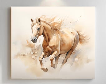 Reserverad specialbeställning för Michael – 60 × 52" rullad duk | Palomino häst akvarell