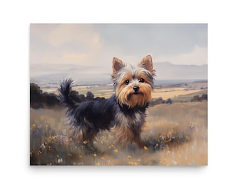 Yorkshire terrier hundkonsttryck, Yorkshire terriermålning, hundporträtt