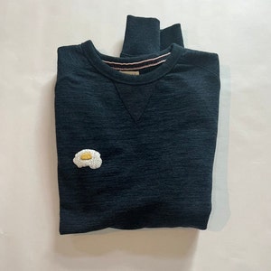 Hand Embroidered Sweatshirt with Sunny Side Up Egg