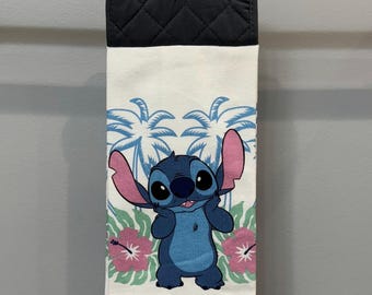 Stitch Floral Hanging Kitchen Towel with Potholder Top