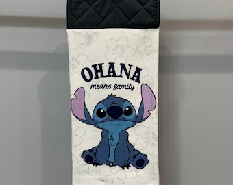 Stitch “Ohana Means Family” Hanging Kitchen Towel with Potholder Top