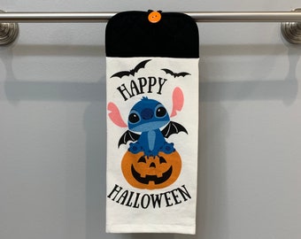 Stitch "Happy Halloween" Hanging Kitchen Towel
