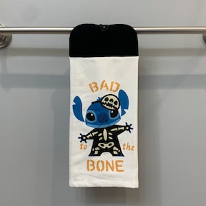 Stitch &quot;Bad to the Bone&quot; Hanging Kitchen Towel