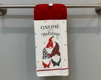 Gnome For The Holidays Hanging Kitchen Towel with Potholder Top