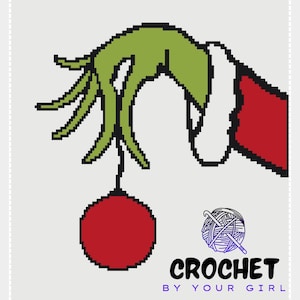 Mischievous Green Hand with Ornament Crochet Pattern: Christmas Afghan (PDF Pattern)