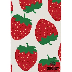 Strawberries 40&quot;x60&quot; Graphghan | Crochet Afghan Pattern | Half Double Crochet Throw Blanket | Tapestry Crochet Graphgan