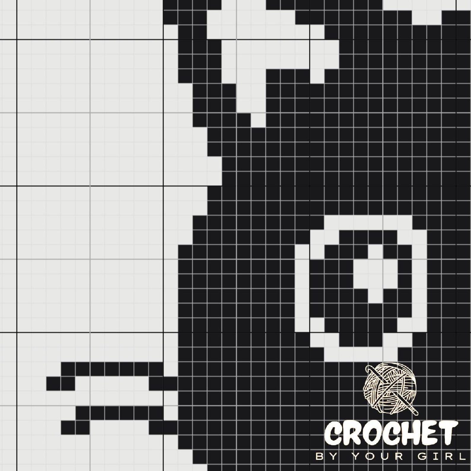 Peeking Cat Tapestry Crochet Graph | Single Crochet Color Chart | Throw ...