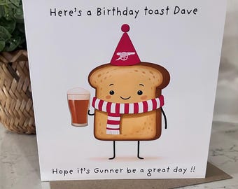 Personalised Funny Arsenal FC / The Gunners / Beer Toast Football Birthday Card.