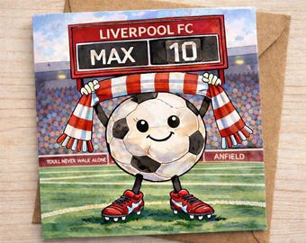 Personalised Liverpool FC / The Reds / Boy’s / Girl’s / Children / Kids / Adult / age Football Birthday Card
