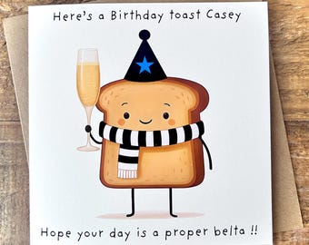 Personalised Funny Newcastle United FC / The Magpies / Toast Fizz / Champagne Football Birthday Card