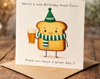 Personalised Funny Hibernian FC / Hibs / Hibees Birthday Toast Beer Football Birthday Card