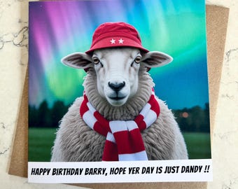 Personalised Aberdeen FC / Dons / Northern Lights Sheep Football Birthday Card