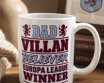 Personalised Aston Villa FC / Europa League Winners Mug /Father’s / Fathers Day / Birthday / Gift.