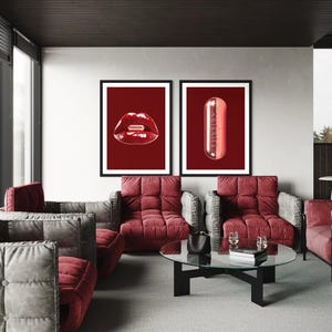 Red Lips & Luxury Pill Pop Art Prints: Glam Fashion Wall Decor (Digital Download)