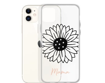 Daisy Mama iPhone Case | Minimalist Floral, Clear Phone Cover