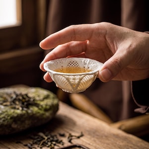 Handgefertigte weiße Porzellan-Teetasse | Chinesische Linglong-Keramiktasse