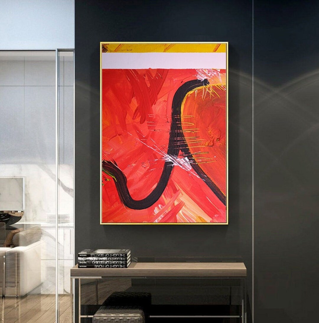 Red Abstract Oil Painting Modern Minimalist Oil Painting Etsy