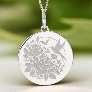 Sterling Silver Hummingbird Necklace • Dainty Collibri Pendant • Personalized Hummingbird Charm